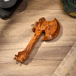 Buddha Stones Hand Carved Peach Wood Fu Character Dragon Sword Strength Ritual Wall Hanging