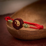 Buddha Stones Purple Sandalwood Jade YinYang Balance Red String Bracelet