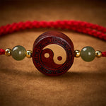 Buddha Stones Purple Sandalwood Jade YinYang Balance Red String Bracelet