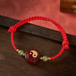 Buddha Stones Purple Sandalwood Jade YinYang Balance Red String Bracelet