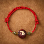 Buddha Stones Purple Sandalwood Jade YinYang Balance Red String Bracelet
