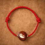 Buddha Stones Purple Sandalwood Yin Yang Protection Red String Bracelet