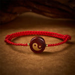 Buddha Stones Purple Sandalwood Yin Yang Protection Red String Bracelet