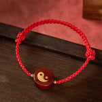 Buddha Stones Purple Sandalwood Yin Yang Protection Red String Bracelet