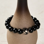 Buddha Stones Tibetan Agate Yin Yang Wealth Round Bead Bracelet