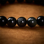 Buddha Stones Rainbow Obsidian Yin Yang Balance Round Bead Bracelet