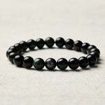 Buddha Stones Rainbow Obsidian Yin Yang Balance Round Bead Bracelet