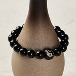 Buddha Stones Tibetan Black Obsidian Black Onyx Yin Yang Bead Protection Bracelet