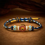 Buddha Stones Protection Colorful String Bagua Chinese Coin Hand-Woven Tibetan Braided Bracelet