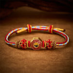 Buddha Stones Protection Colorful String Bagua Chinese Coin Hand-Woven Tibetan Braided Bracelet