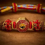 Buddha Stones Protection Colorful String Bagua Chinese Coin Hand-Woven Tibetan Braided Bracelet
