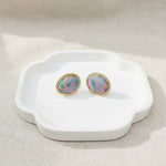 Buddha Stones Song Brocade Handcrafted Oval Purity Chinese Vintage Earrings