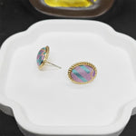 Buddha Stones Song Brocade Handcrafted Oval Purity Chinese Vintage Earrings