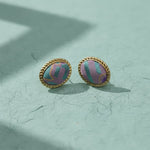 Buddha Stones Song Brocade Handcrafted Oval Purity Chinese Vintage Earrings
