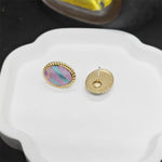Buddha Stones Song Brocade Handcrafted Oval Purity Chinese Vintage Earrings