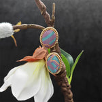 Buddha Stones Song Brocade Handcrafted Oval Purity Chinese Vintage Earrings