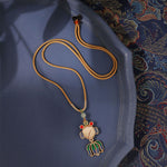 Buddha Stones Song Brocade Koi Fish Success Enamel Pendant Guofeng Necklace