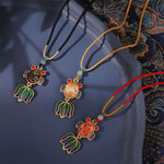 Buddha Stones Song Brocade Koi Fish Success Enamel Pendant Guofeng Necklace