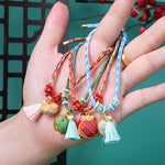 FREE Today: Luck and Strength Braided Five Color Cord Song Brocade Ruyi Scepter Tassel Bracelet