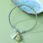 Buddha Stones Song Brocade Gourd Luck Tassel Braided Bracelet