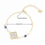 Buddha Stones Pearl Inlaid Song Brocade Four Leaf Clover Purity Adjustable Copper Bracelet