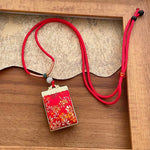 Buddha Stones Song Brocade Floral Pattern Harmony Braided Rectangle Necklace