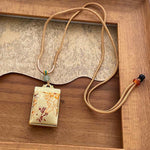 Buddha Stones Song Brocade Floral Pattern Harmony Braided Rectangle Necklace