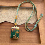 Buddha Stones Song Brocade Floral Pattern Harmony Braided Rectangle Necklace