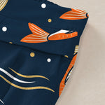 Buddha Stones Cotton Linen Koi Fish Pattern Women's Elastic Waist Wide Leg Pants With Pockets