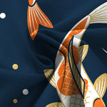 Buddha Stones Cotton Linen Koi Fish Pattern Women's Elastic Waist Wide Leg Pants With Pockets