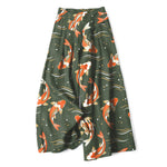 Buddha Stones Cotton Linen Koi Fish Pattern Women's Elastic Waist Wide Leg Pants With Pockets
