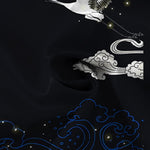Buddha Stones Flying Crane Cloudwave Pattern Buttons Wrinkle-resistant Men's Short Sleeve Shirt