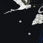 Buddha Stones Flying Crane Cloudwave Pattern Buttons Wrinkle-resistant Men's Short Sleeve Shirt