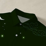 Buddha Stones Flying Crane Cloudwave Pattern Buttons Wrinkle-resistant Men's Short Sleeve Shirt