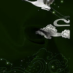 Buddha Stones Flying Crane Cloudwave Pattern Buttons Wrinkle-resistant Men's Short Sleeve Shirt