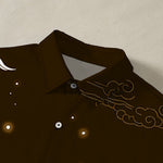 Buddha Stones Flying Crane Cloudwave Pattern Buttons Wrinkle-resistant Men's Short Sleeve Shirt