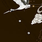 Buddha Stones Flying Crane Cloudwave Pattern Buttons Wrinkle-resistant Men's Short Sleeve Shirt