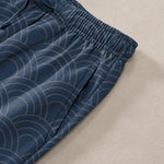 Buddha Stones Cotton Koi Fish Wave Pattern Men's Tapered Pants With Pockets