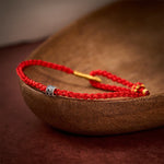 Buddha Stones Black Red String Yin Yang Protection Hand-Woven Minimalist Bracelet