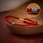 Buddha Stones Black Red String Yin Yang Protection Hand-Woven Minimalist Bracelet