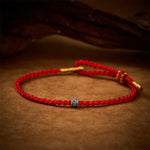 Buddha Stones Black Red String Yin Yang Protection Hand-Woven Minimalist Bracelet