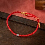 Buddha Stones Black Red String Yin Yang Protection Hand-Woven Minimalist Bracelet