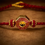 Buddha Stones Braided Red String Bagua Chinese Coin Protection Adjustable Bracelet