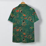 Buddha Stones Koi Fish Wave Clouds Pattern Buttons Breathable Men's Short Sleeve Shirt