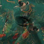 Buddha Stones Koi Fish Wave Clouds Pattern Buttons Breathable Men's Short Sleeve Shirt