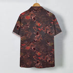 Buddha Stones Koi Fish Wave Clouds Pattern Buttons Breathable Men's Short Sleeve Shirt