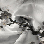 Buddha Stones Ink Landscape Plum Blossom Pattern Buttons Wrinkle-resistant Men's Short Sleeve Shirt