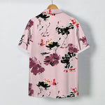 Buddha Stones Watercolor Floral Pattern Buttons Breathable Men's Short Sleeve Shirt