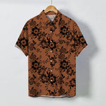 Buddha Stones Black Floral Pattern Buttons Wrinkle-resistant Men's Short Sleeve Shirt