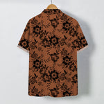 Buddha Stones Black Floral Pattern Buttons Wrinkle-resistant Men's Short Sleeve Shirt